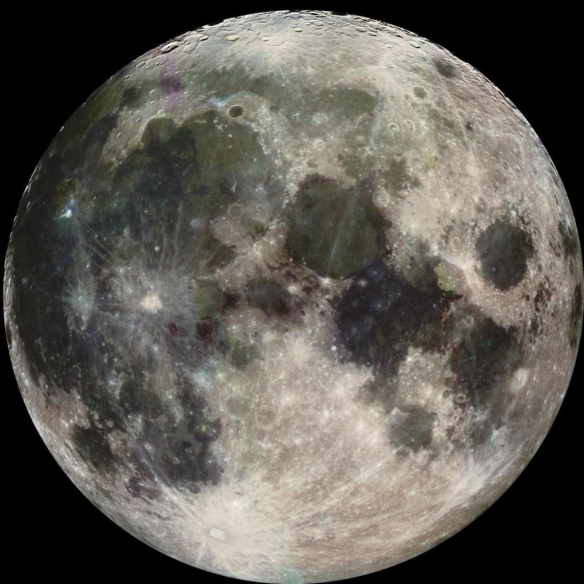 Earth’s Moon photographed by Galileo, December 1992 — Tycho’s bright rays at bottom.